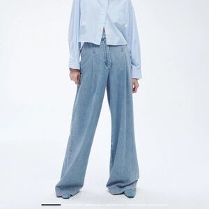 Rag and bone Abigail featherweight pleated denim pant wide leg